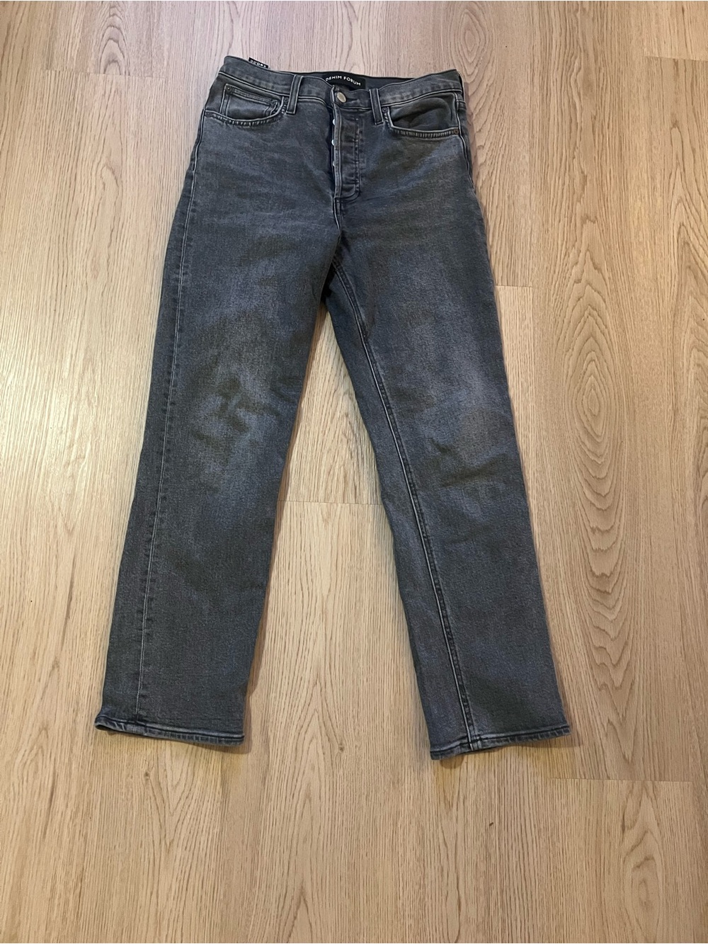 Denim Forum “The Arlo” High Rise Straight Jeans — Size 27 in Charcoal Gray